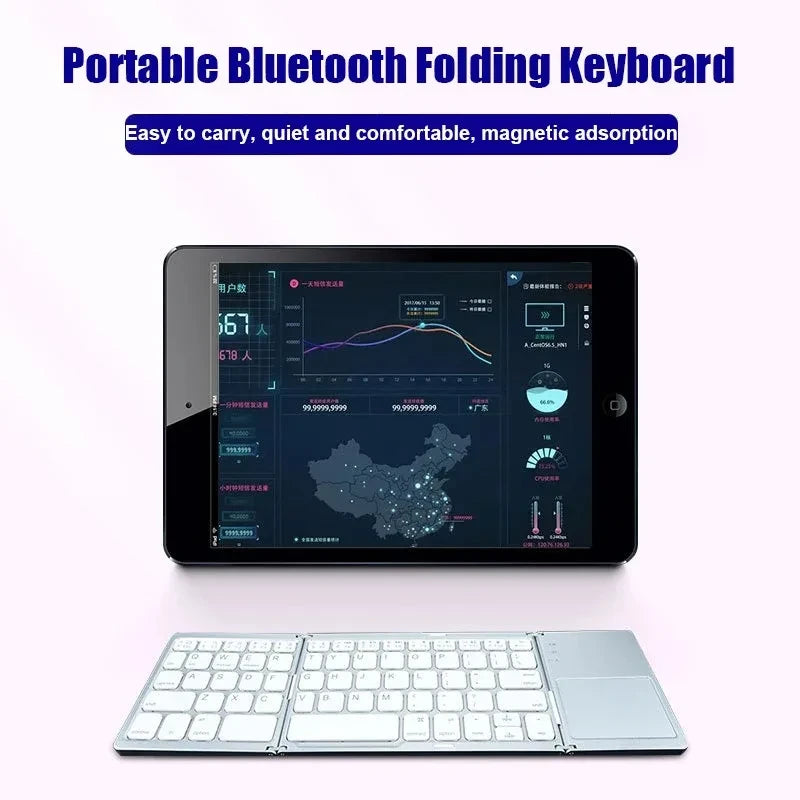 Portable Tri-Fold Wireless Keyboard